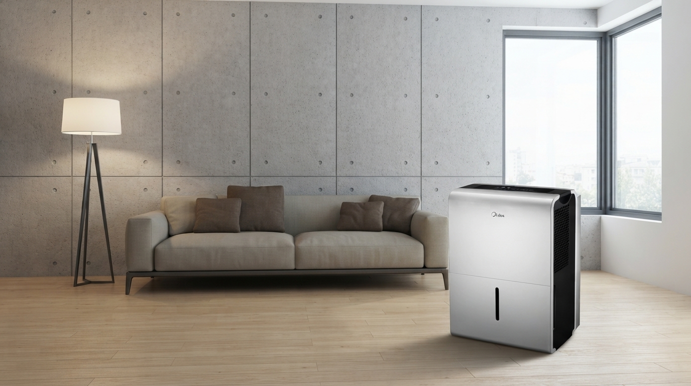 Dehumidifier installed in a real space